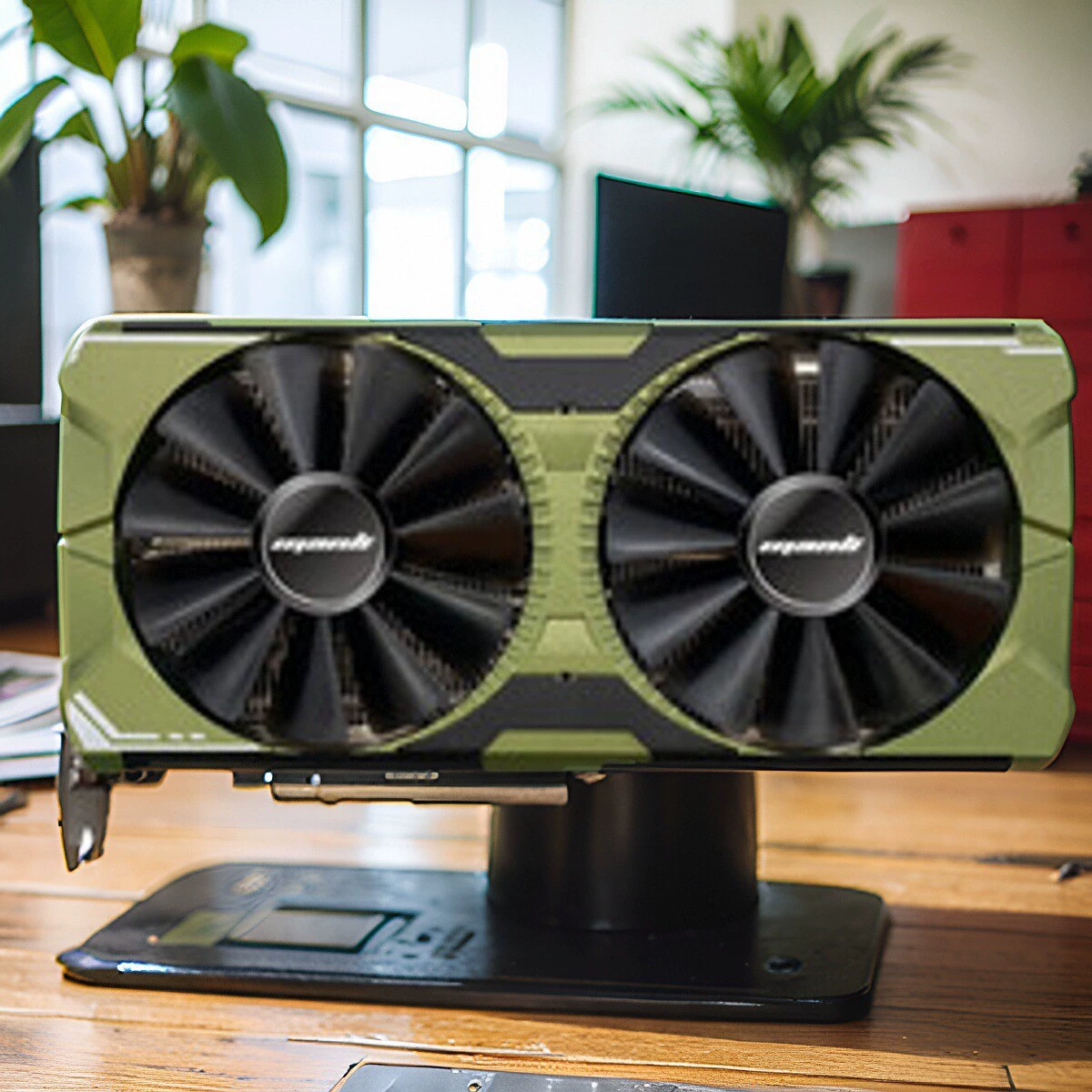GeForce RTX® 4070 Super 12GB GDDR6X 220W двойной вентилятор зелёный видеокарта Wanli