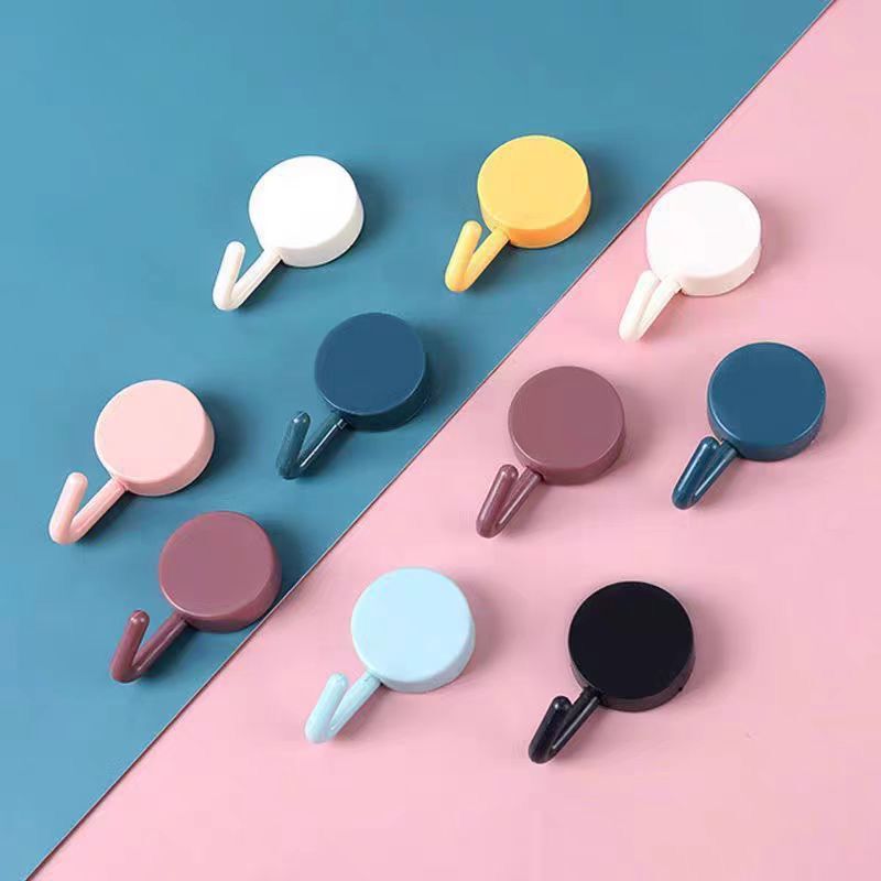 Creative Macron Adhesive Hooks for Kitchen and Bathroom, No-Trace, No-Drill Door Hooks for Hanging Keys