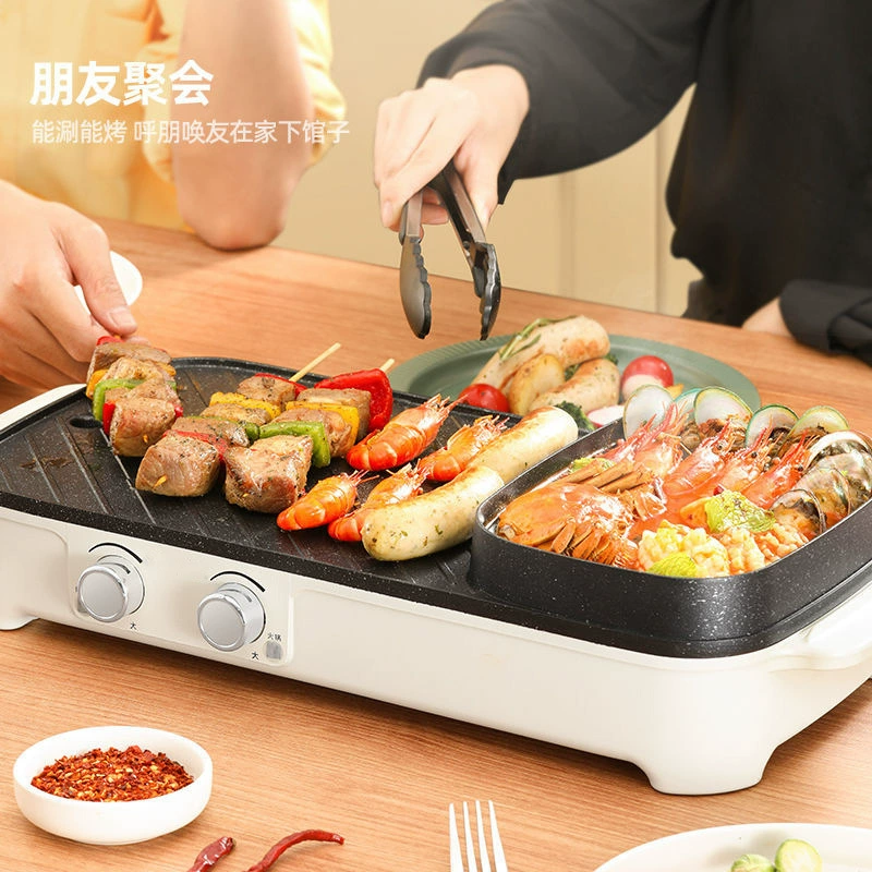 Shabu grilled baked pot multi -functional grilled shabu -shabu -shabu -electric pot, hot pot, smoke -free electricity barbecue stove grilled meat plate home