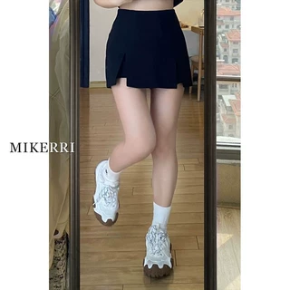 开叉半身裙女夏新款小个子黑色裙裤高腰大码胖mm显瘦包臀a字短裙