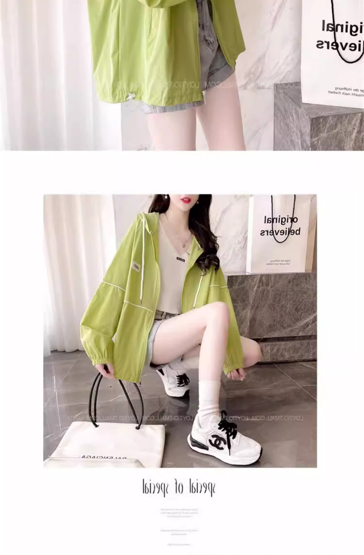 Áo chống nắng nữ dáng rộng có mũ, mỏng thoáng khí mùa hè, phong cách thể thao đa năng — Màu hồng chi tiết 11