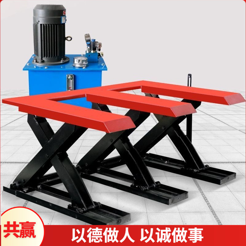 叉车方便进出免挖坑三吨载重升降机 脚踩自动一体按钮升降平台