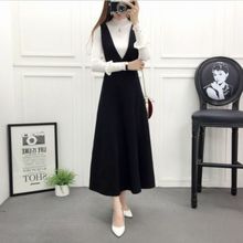 遮肚显瘦收腰中长款背带裙2025春秋新款韩版宽松显瘦打底连衣裙女