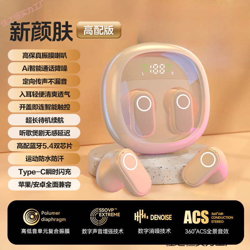 New Mini High-Looking Wireless Bluetooth Headset Semi-In-Ear Sound Quality Noise Reduction Ultra-Long Battery Life No Sound Leakage Headset