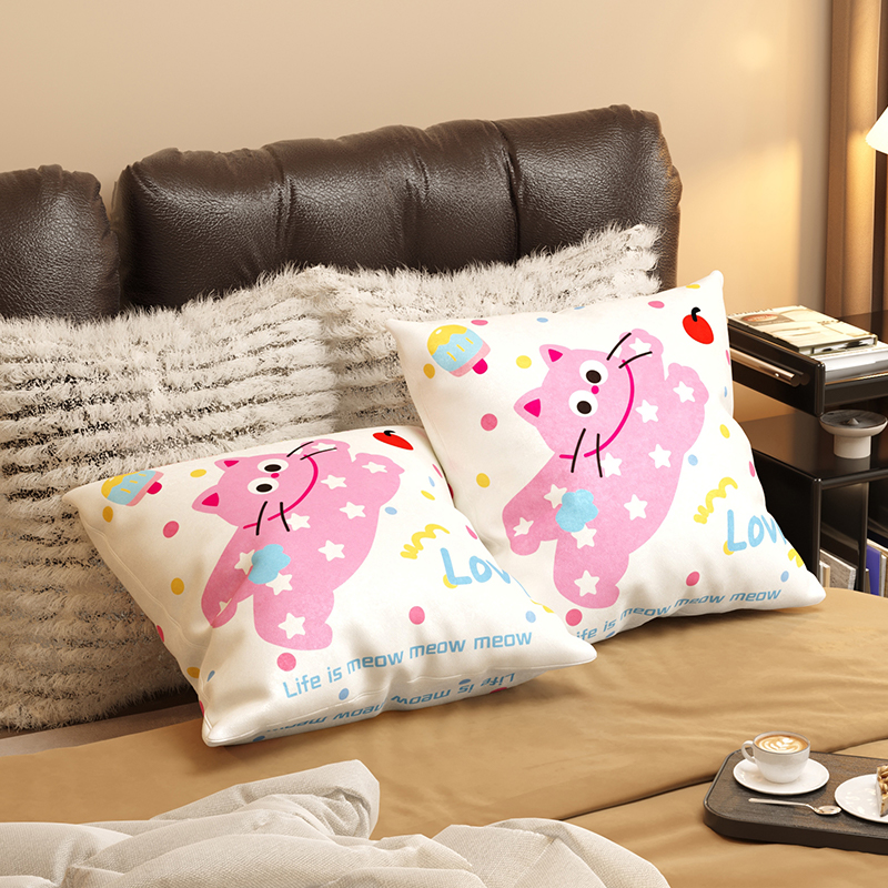 야옹야옹 랜턴 벨벳 베개 [사각형]