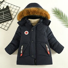 跨境外贸2025新款儿童棉衣加绒潮款男童冬季外出加厚外套厂家直销
