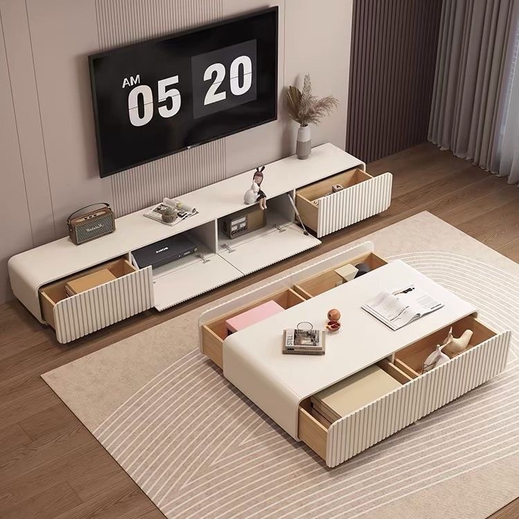 Madera sólida moderna lujosa alta sensación de gabinete de televisión de parrilla sala de estar hogar simple negro contra la pared piso gabinete de televisión image 3