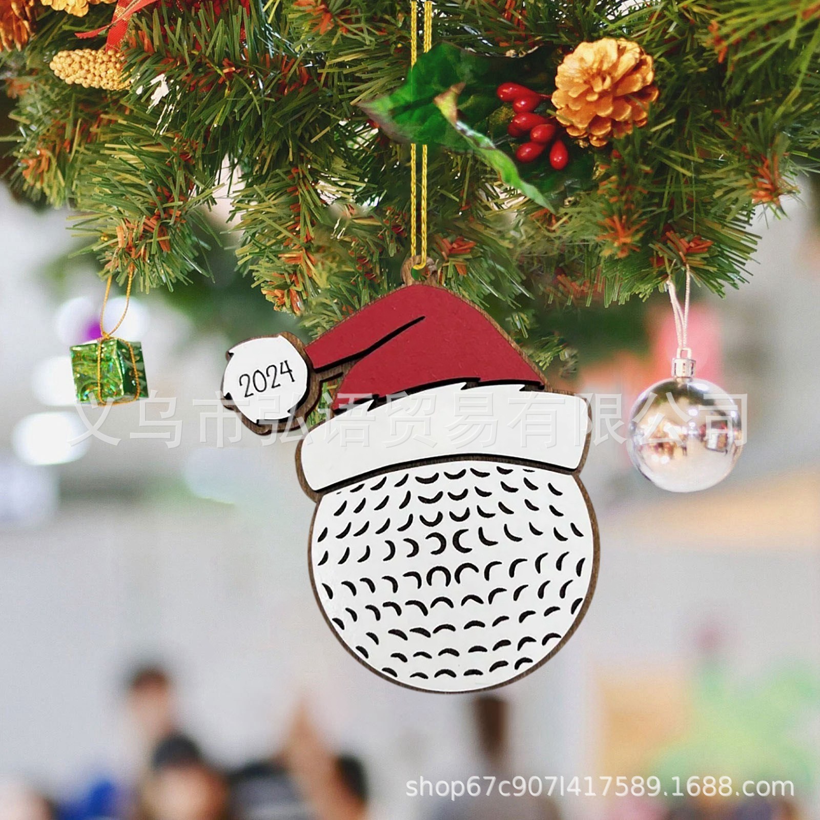 Nuevos productos transfronterizos 2024 decoración de pelota deportiva, adornos deportivos de madera colgante de Navidad fútbol baloncesto béisbol voleibol