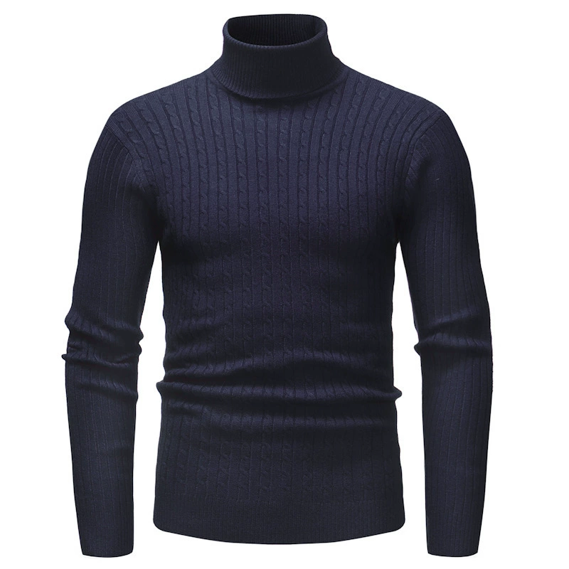 Демисезонный вязаный свитер, городской стиль, воротник-стойка, Slim Fit (2–2XL, múltiples цветов)