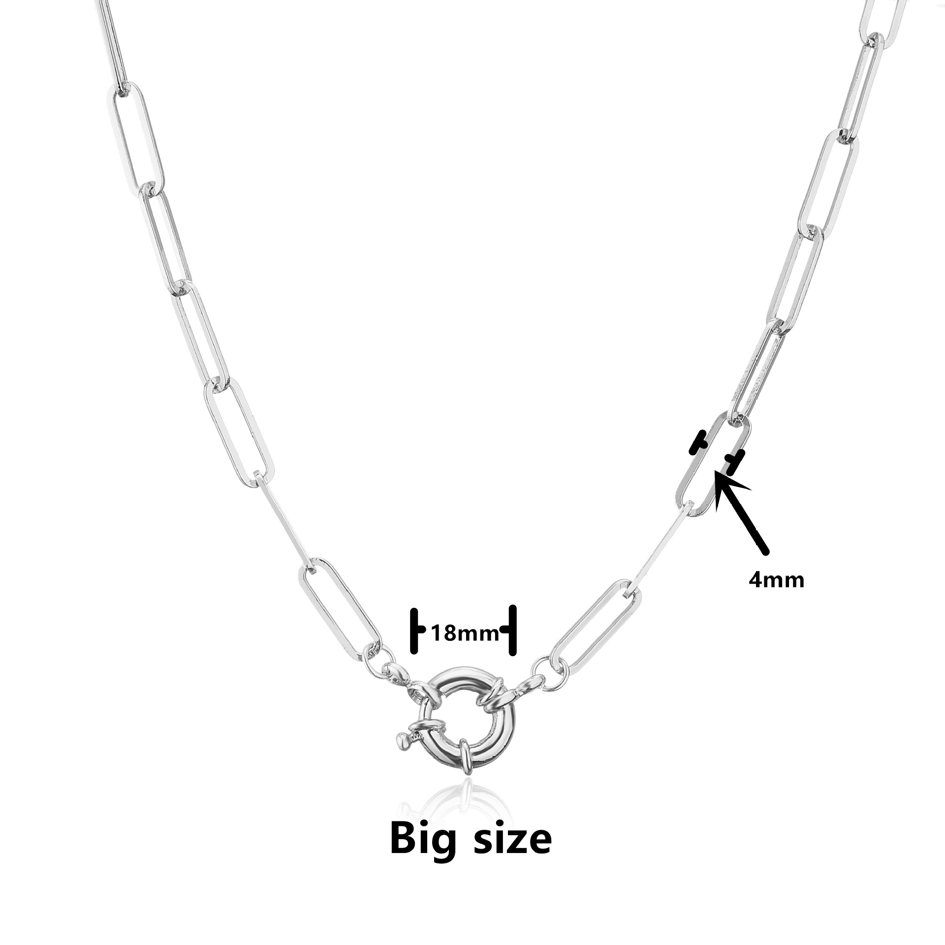 Hecheng Ornament Simple Steering Wheel Buckle Necklace Spring Fastener 18K Gold Plated Color Retaini