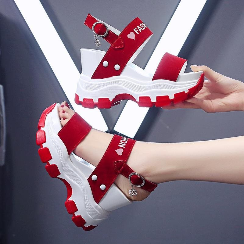 Women's Height-Increasing Shoes 2022 Summer New Style Versatile Korean Version Wedge High Heels Thick-Soled Sandals High-End Trendy Women's Height-Increasing Shoes 2022 Summer New Style Versatile Korean Version Wedge High Heels Thick-Soled Sandals High-End Trendy