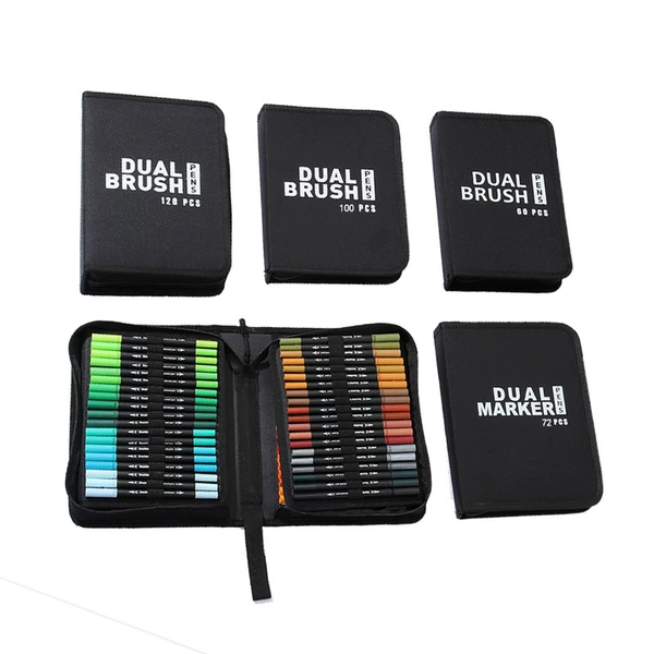 Double-head 48-color black rod [soft head + hook wire] CD bag