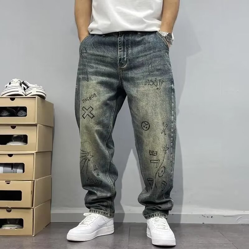High-end Retro Ripped Jeans Men's Trendy Brand Personalized Scratched Patch Embroidery Slim Straight Pants Men's Spring And Autumn_mkmklike.com