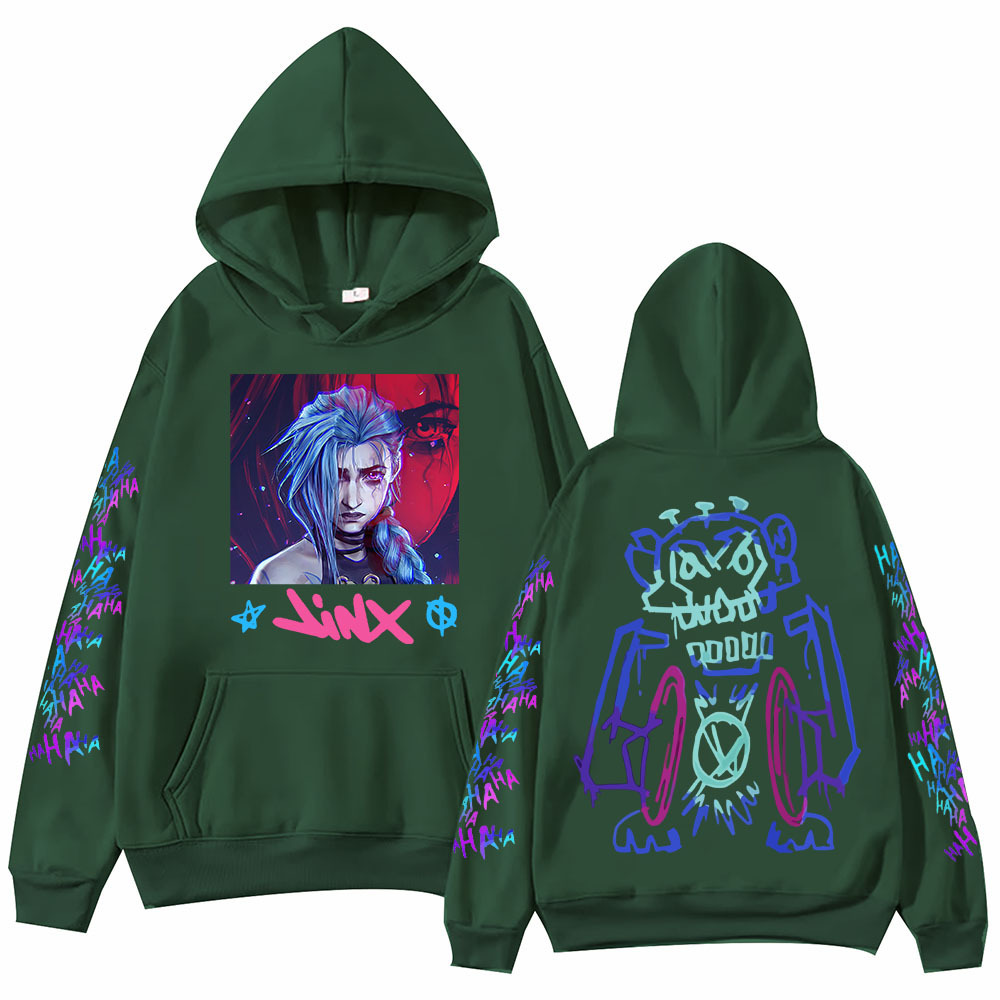 Hot Anime Arcane-Jinx Hoodie Harajuku Hip Hop Pullover Tops