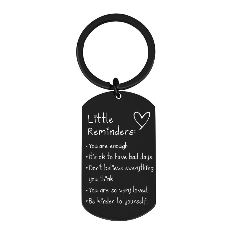 Cross-border Hot Selling Little Reminders Stainless Steel Keychain Military Brand Laser Engraving Motivational Keychain