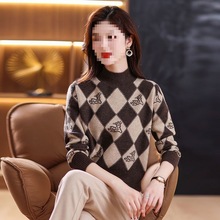 新款毛衣女小个子复古提花打底衫内搭秋冬短款半高领羊毛衫上衣厚