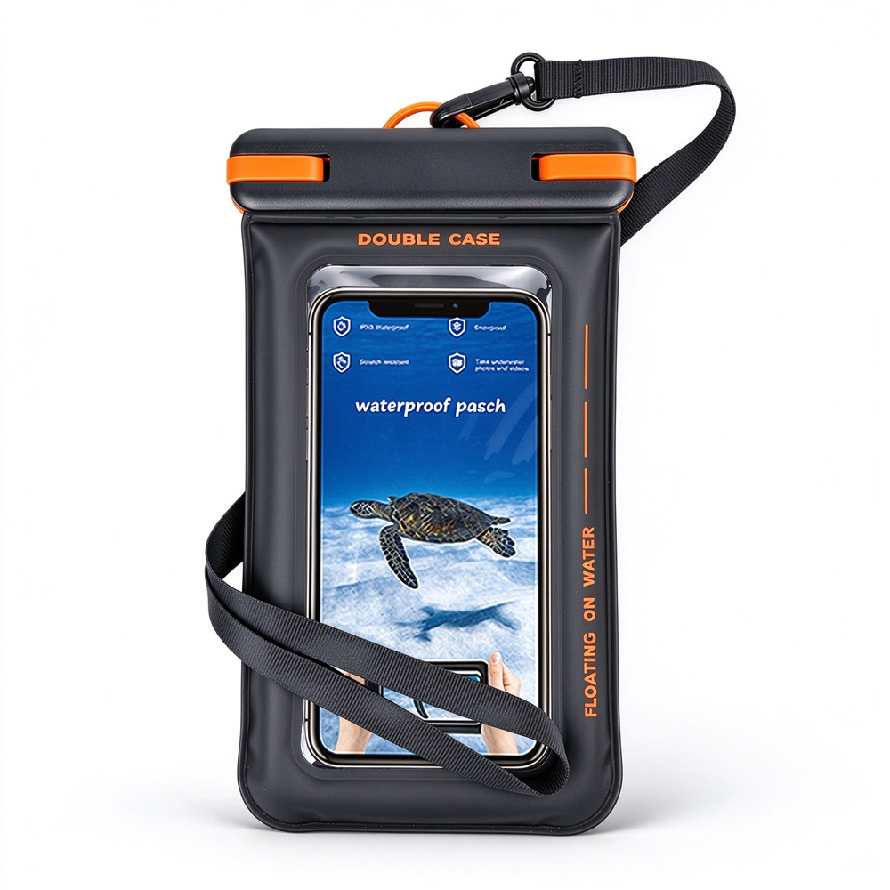 New Product: Double-Clip Double-Pocket Sponge Floating Waterproof Phone Case, Suitable for Outdoor Sports and Swimming, with Touchscreen Compatibility