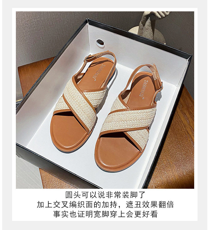Dép sandal nữ quai chéo mũi tròn hở ngón đế dày phối màu, đế cao 3 cm — Màu Mơ (Dép lê), Màu Mơ (dép), Màu nâu (dép), Màu đen (dép) chi tiết 22