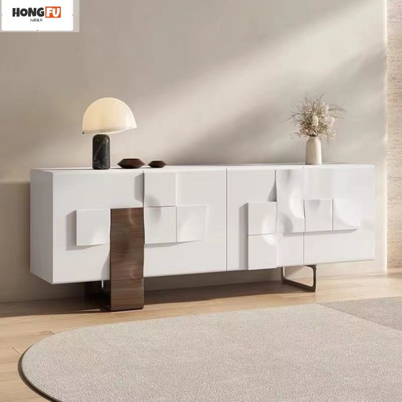 Light Luxury Italian Minimalist Modern Living Room Tv Cabinet Coffee Table Combination Audio-Visual Cabinet Painted Storage Sideboard
