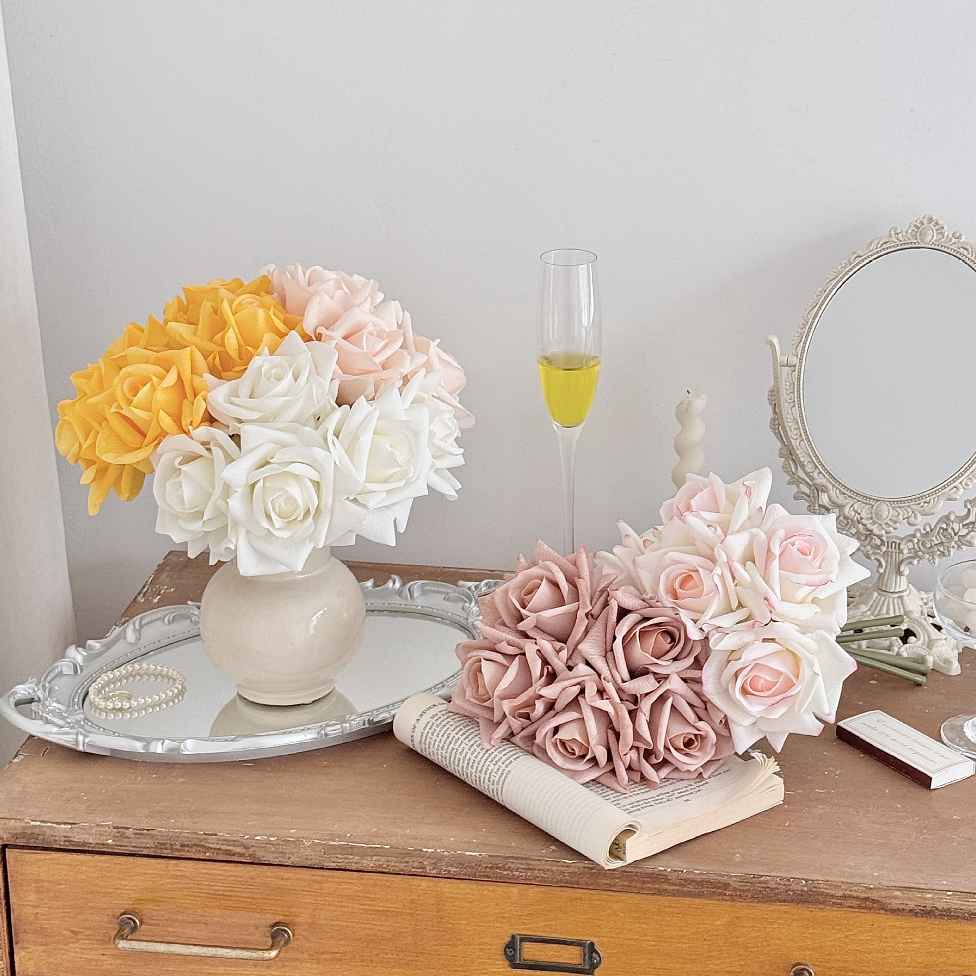 Ramo de rosas hidratante de alta calidad, flores artificiales, flores falsas, accesorios para fotografía, arreglo floral de mano, decoración del hogar.