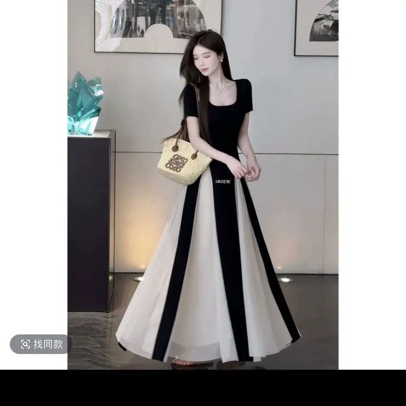 Тонкое летнее платье, новый французский стиль, дизайн, летнее сетчатое платье, темпераментная юбка