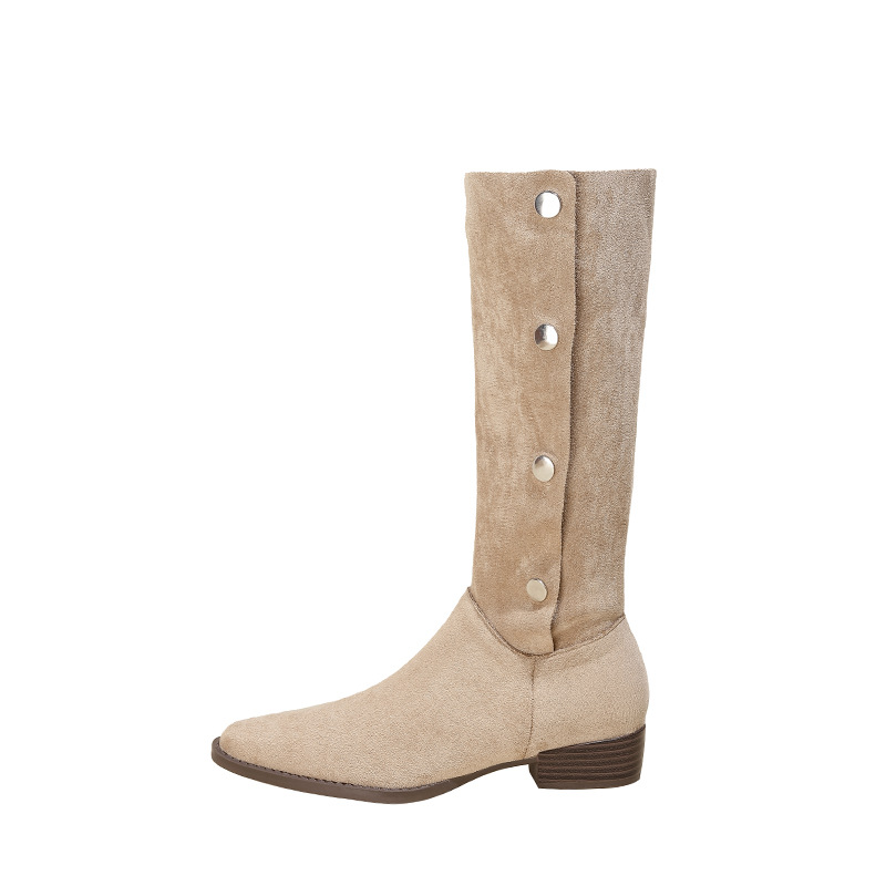 Botas vaqueras de estilo occidental para mujer, diseño exclusivo, punta cuadrada, botas plisadas apiladas, botas retro de montar.