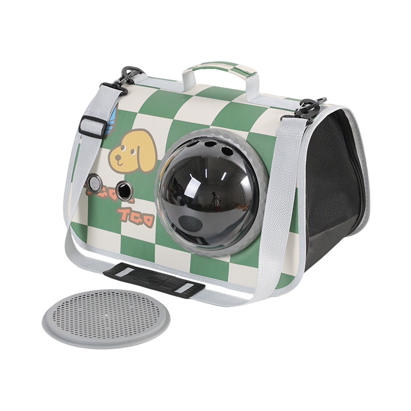 Mochila portátil para mascotas, bolsa plegable para gatos, bolsa de mensajero transpirable PU de gran tamaño, bolsa de espacio universal para perros y gatos