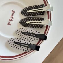 学院风黑白波点发夹女前额侧边刘海夹碎发亚克力无痕夹子发卡发饰