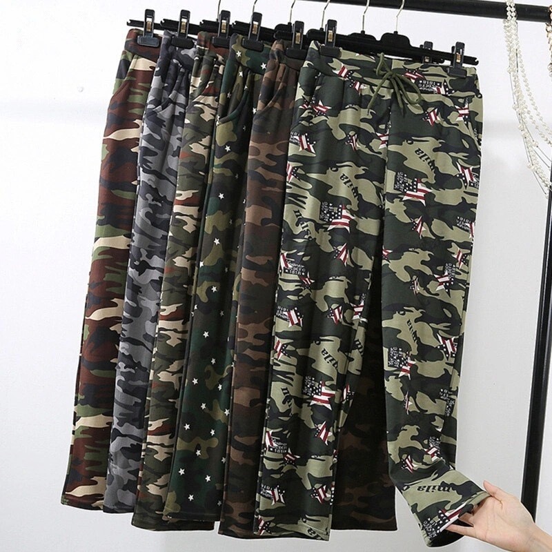 Camouflage Pants Loose plus size Straight Leg Pants High Waist Stretch Casual Pants Spring Autumn Winter Thickened Wear-resistant Work Pants Camouflage Pants Loose plus size Straight Leg Pants High Waist Stretch Casual Pants Spring Autumn Winter Thickened Wear-resistant Work Pants