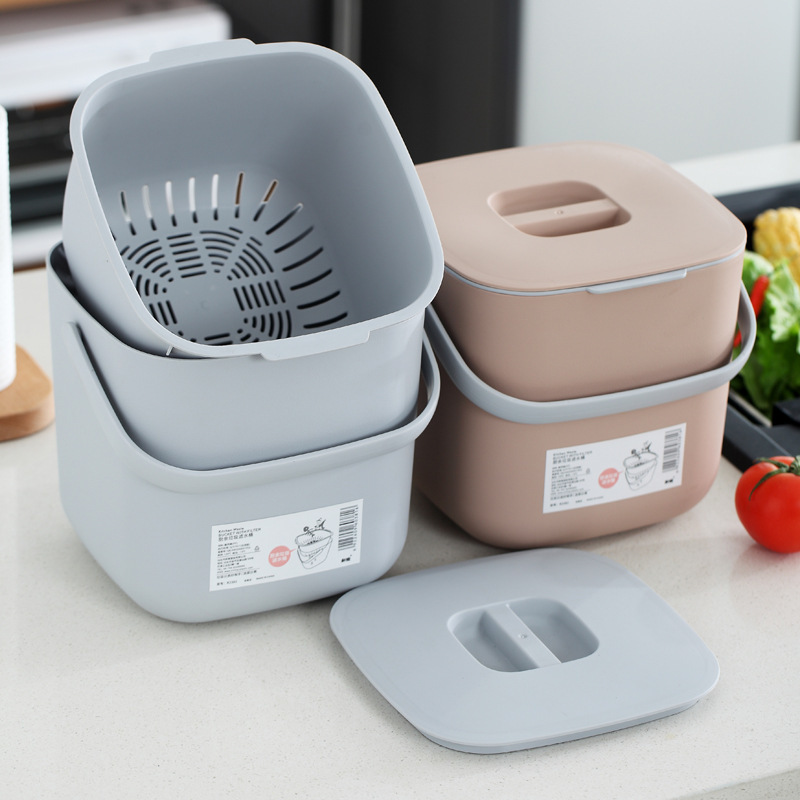 Household draining wet and dry separation kitchen table top desktop classification with lid creative garbage basket kitchen waste trash can