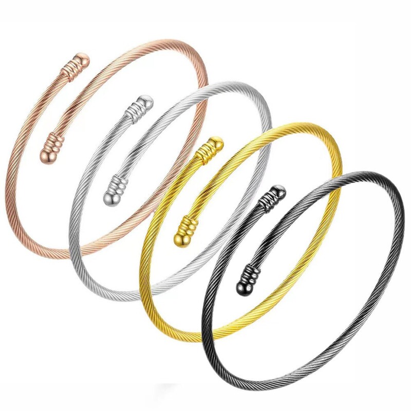 Panjia wire rope bracelet cross-border hot women's stainless steel fashion non-fading open bracelet manufacturers wholesale