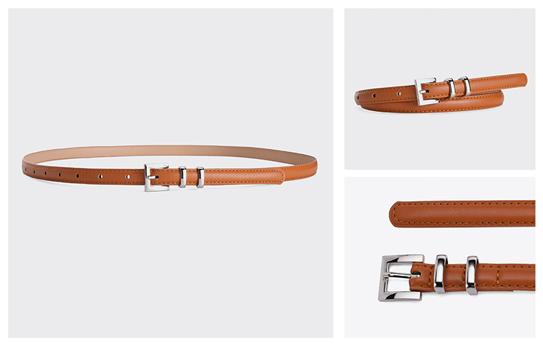 Pu Leather, Alloy Material Elegant Simple Style Solid Color Pu Leather Alloy Women's Leather Belts