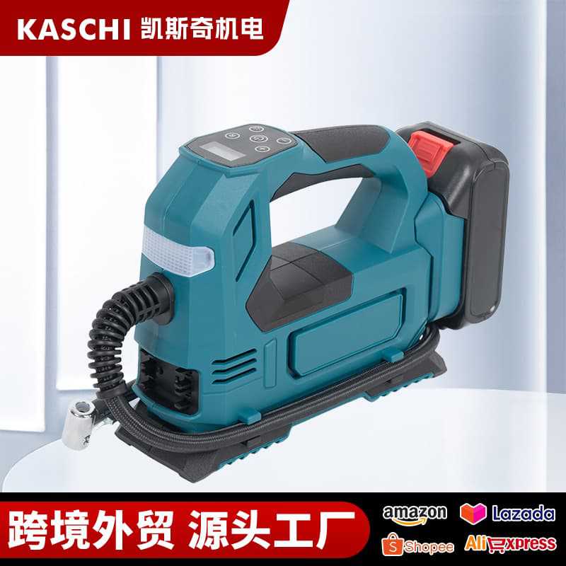 21v跨境多功能锂电充气泵外贸家用数显款车载大功率电动打气泵