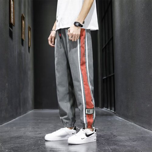 Big and Tall Men's Spring and Autumn Season Streetwear Fat Boy Small Leg Guard Pants Youth Added Fat Plus Leisure Pants Sports Pants