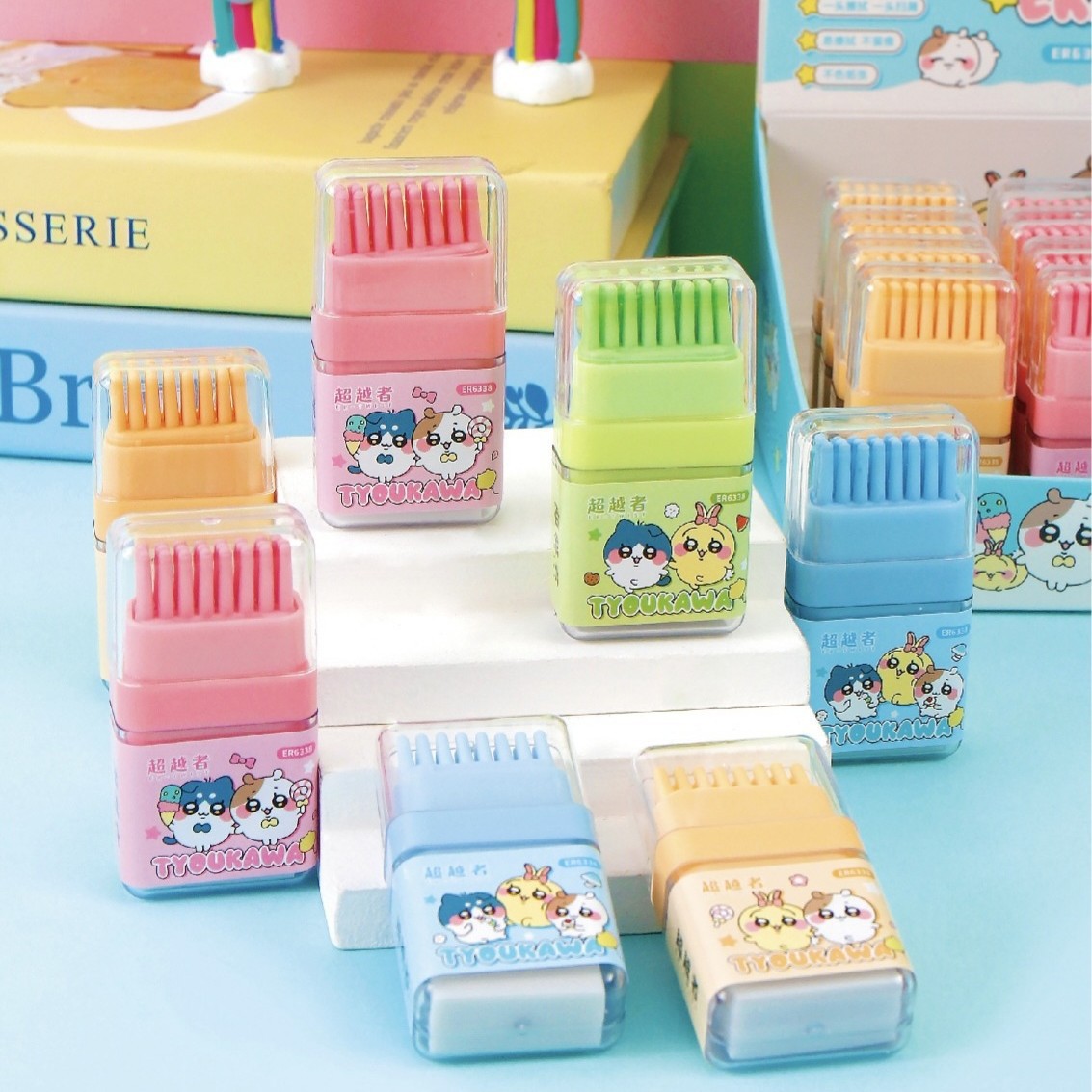 Jiyi Kawa Borrador Cepillo de doble cabezal para cambiar el borrador de limpieza lindo de alto valor Papelería para estudiantes