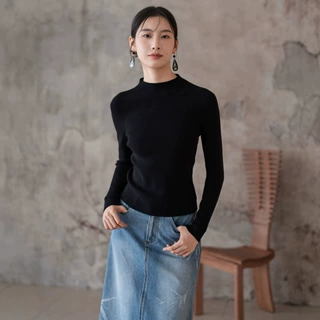 时尚雕花羊毛衫2026秋冬新款南油高端女装高弹保暖内搭针织打底衫