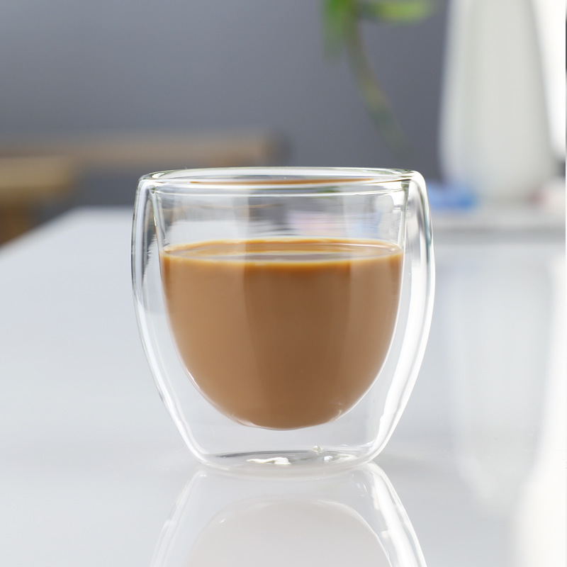 Taza de doble capa en forma de huevo simple y transparente para el hogar, taza de té de flores de café con leche transparente, taza de vidrio de borosilicato