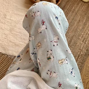 New! Class a Pure Cotton Double-Layer Yarn 2025 Summer New Loose and Comfortable Pajama Pants with Pockets for Home Use