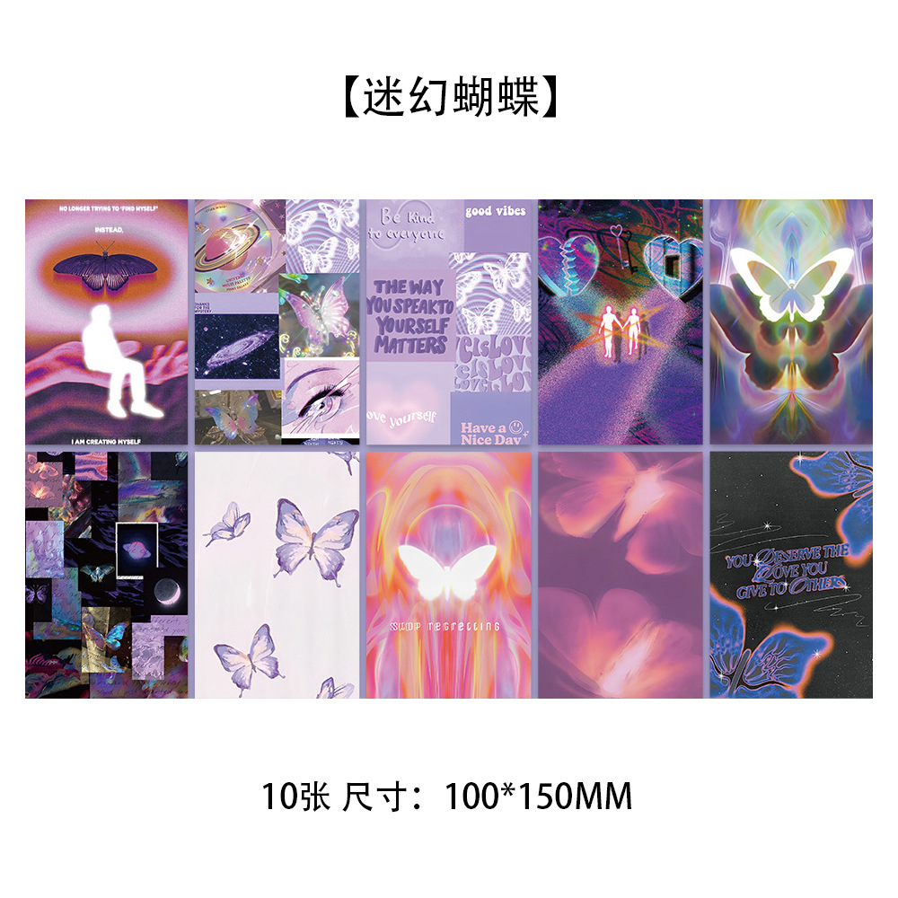 10 tarjetas de tinta micro tarjetas postales de dibujos animados de alto nivel dormitorio posters de pared decoración de fondo pegatinas de pared