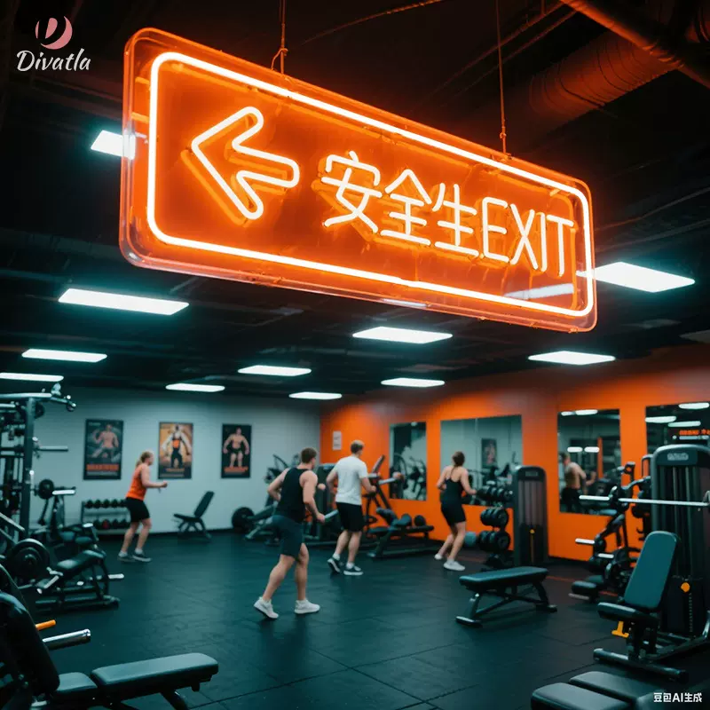 跨境霓虹灯定制商用LED安全灯标识指示灯店铺招牌广告灯箱发光字