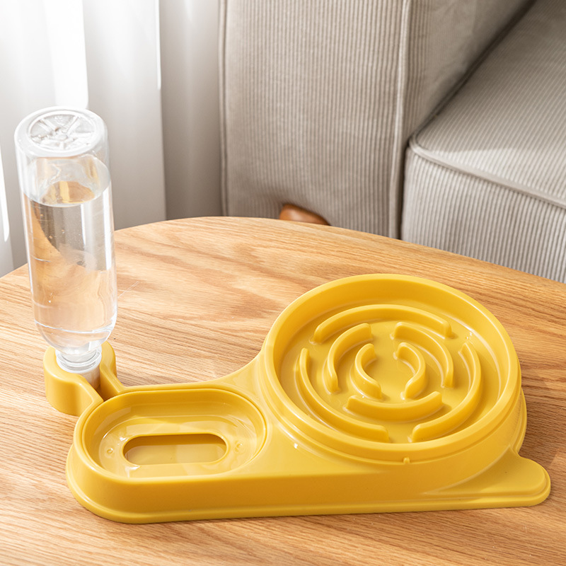 Nuevo cuenco de gato con forma de caracol, cuenco de comida lenta, bebida de agua para mascotas, comida para gatos, doble cuenco anti-derramamiento, agua y alimentos.