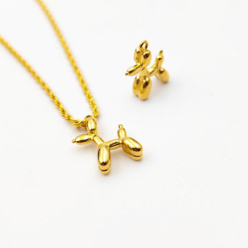 Manufacturer's self-produced Japanese and Korean children's fun ins internet celebrity trendy balloon puppy pendant plated 18K three-dimensional personality cartoon pendant