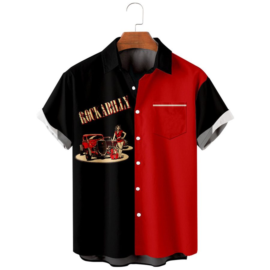 Camisa estampada digital 3D para hombres nuevos transfronterizos Camisa hawaiana de solapa de manga corta simple casual