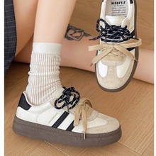 香港复古德训鞋女2025秋季新款厚底百搭增高系带磨砂运动休闲板鞋