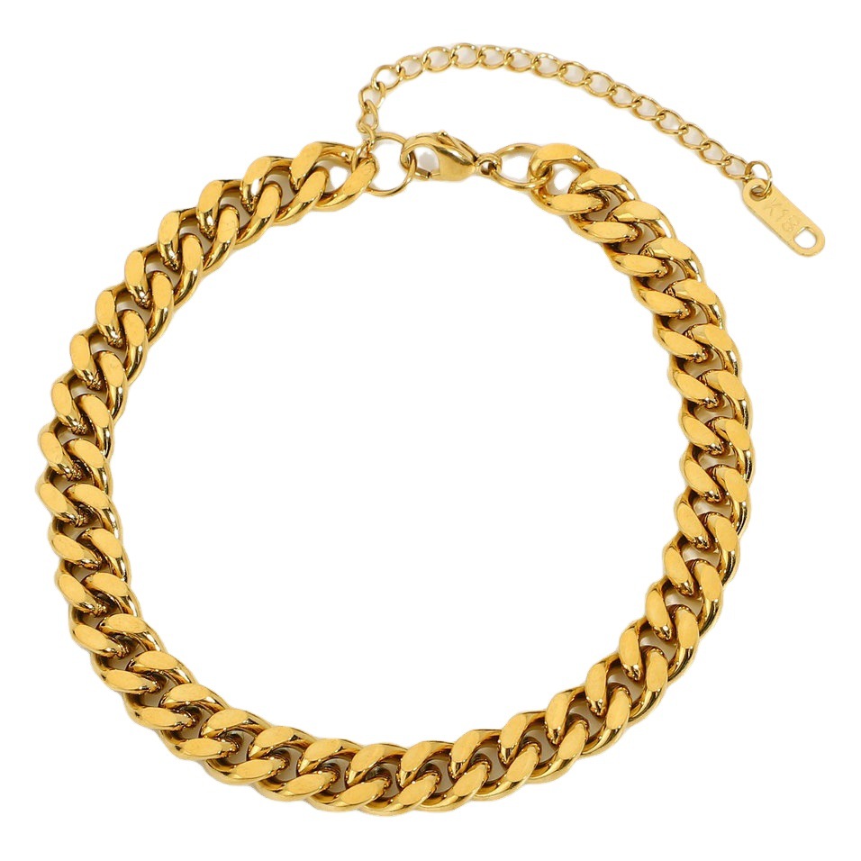 Moda europea y americana tobillera ins popular en línea celebridad hip hop personalidad cubano tobillera mujer 316L Acero inoxidable tobillera Accesorios