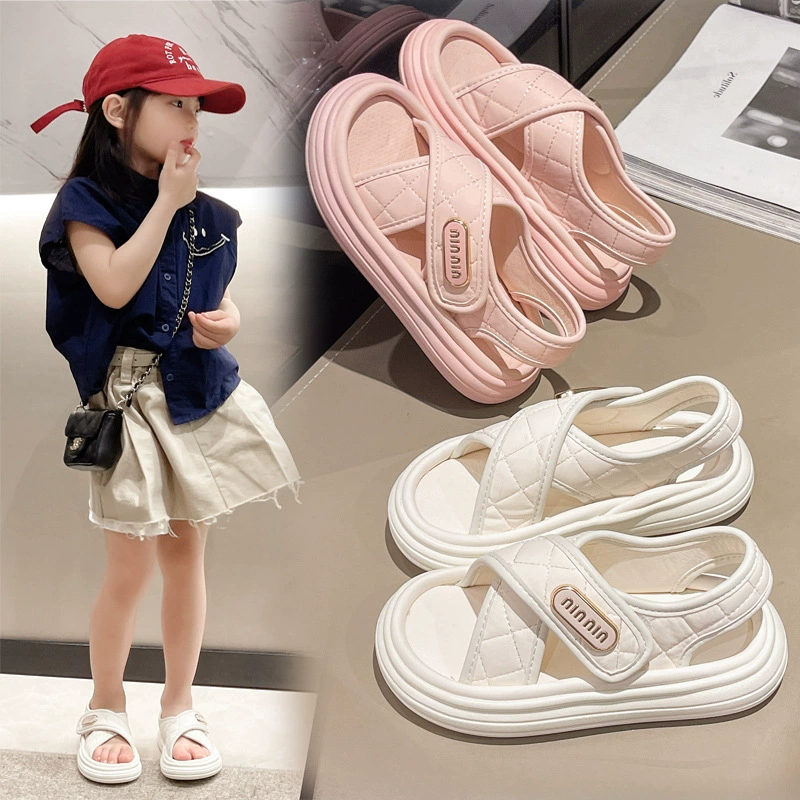 Сандалии для девочек с поперечным ремешком 2024 летняя новая обувь для защиты от удара ногой обувь повседневная детская спортивная сандалия пляжная обувь