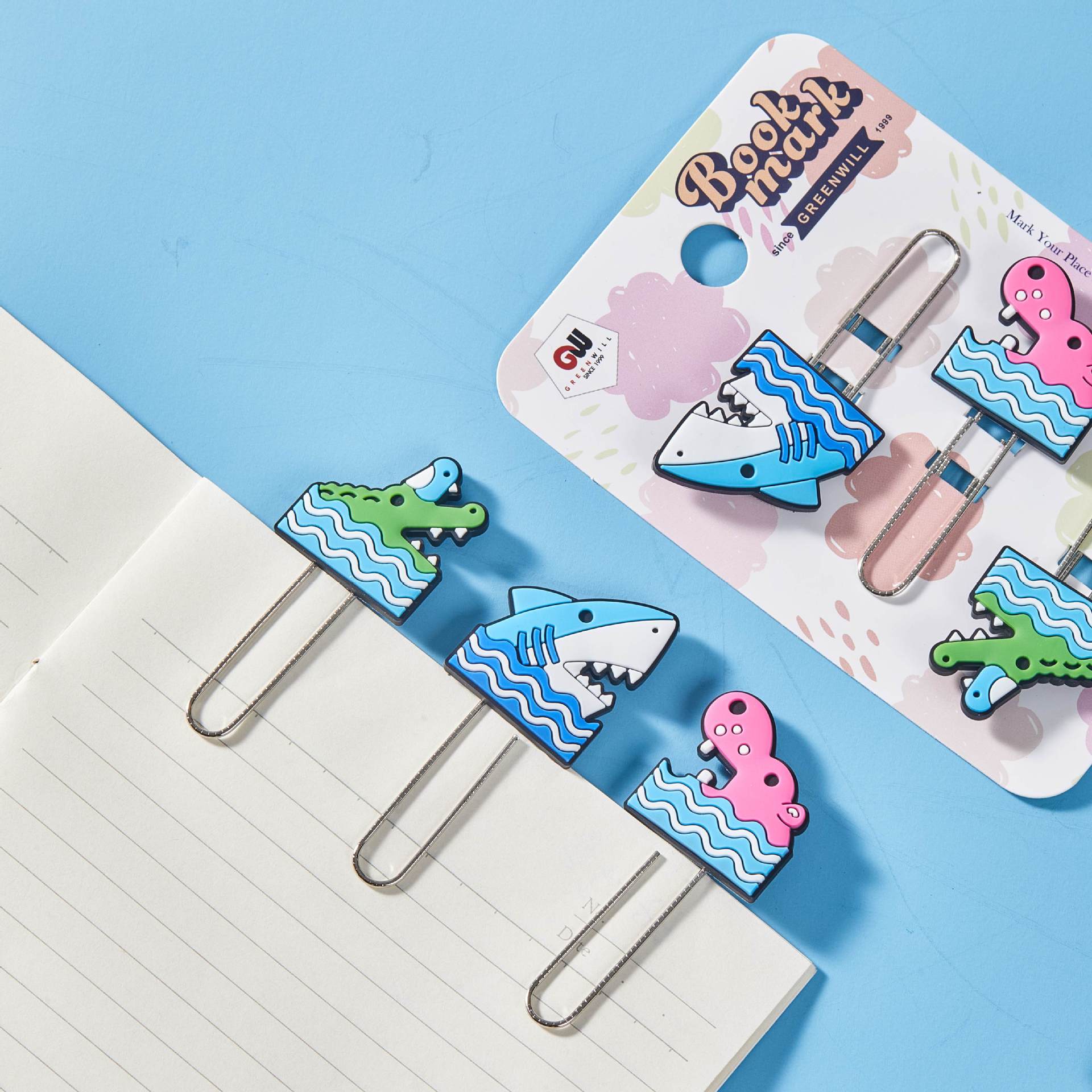Cartoon PVC series marinas clips marcadores estudiantes papel de prueba de clasificación clips de notas suministros de oficina clips papelería