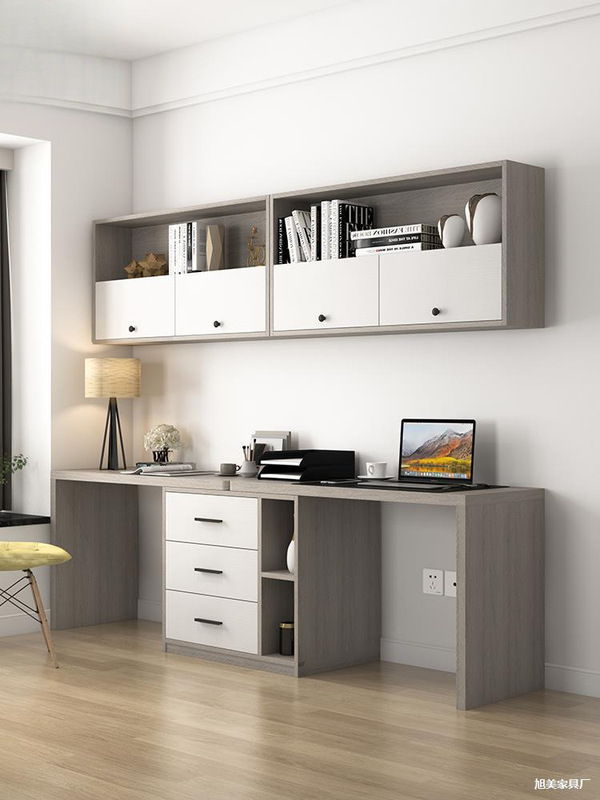 Nordic Desk and Bookshelf Combination Simple Modern Small Apartment Computer Desk Study Writing Desk with Integrated Wall Cabinet