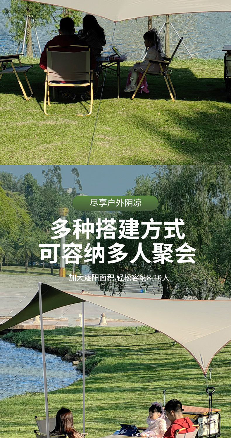 Canopy tent for outdoor camping, sunshade, portable rainproof tent, hexagonal tent, camping equipment, camping canopy