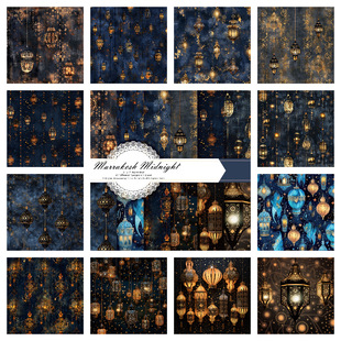 Retro Lantern Laser Cardboard Fantasy Background Gift Wrapping Paper Material Handbook Gold and Silver Cardboard DIY Note Paper